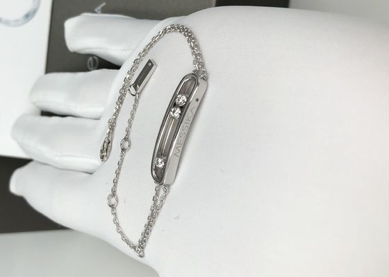 Nessuna pietra preziosa Messika si raddoppia oro bianco Diamond Bracelet Large Size della catena 18k