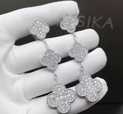 3 oro d'annata classico di motivi 18K Diamond Earrings For Girlfriend