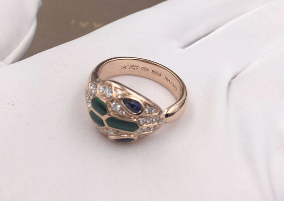 Sapphire Eyes blu 0,21 ori Diamond Ring With Malachite di carati 18K