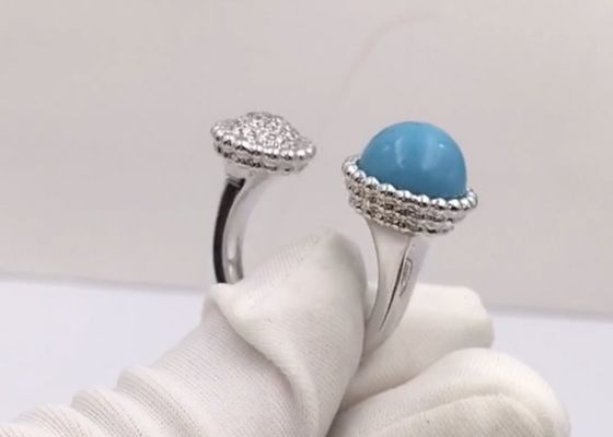 18K oro unico elegante di misura adattabile Diamond Ring With Turquoise