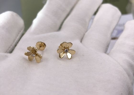 Orecchini unici dell'oro di Luster Diamond 18K con il petalo a forma di del cuore